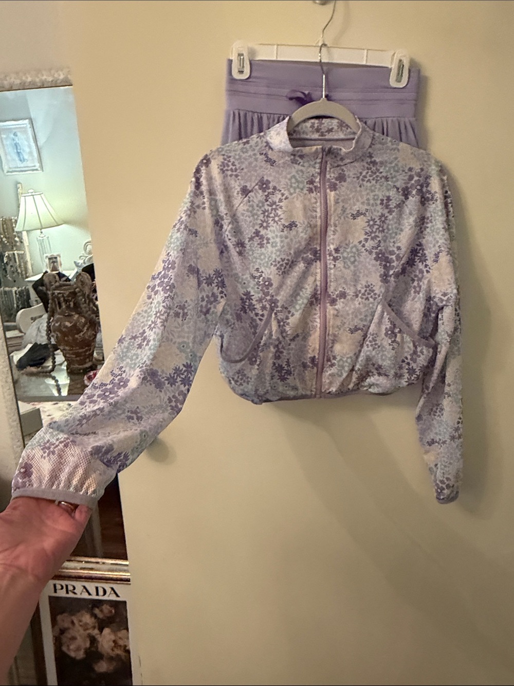 Floral Lavender mesh Zip-Front Tennis Skirt Set